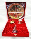 Brass Pooja Set Peacock Colour Embossed Design | Handcrafted for Pooja and Premium Return Gifts (Multicolour - 23L x 5W CM) 9 Inches